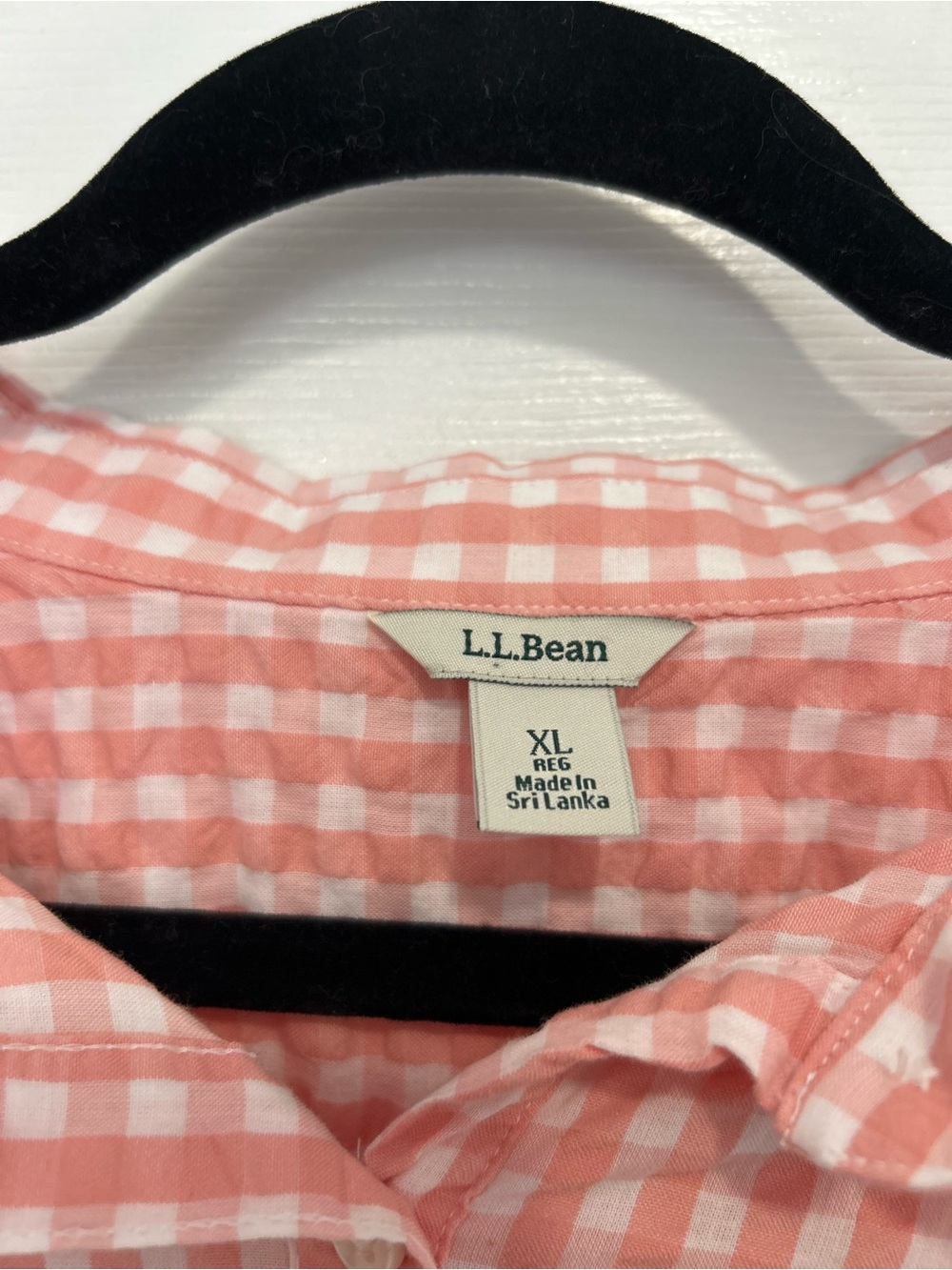 L.L. Bean Pink and White Gingham Short-Sleeve Button-Up Shirt - Picture 3 of 3